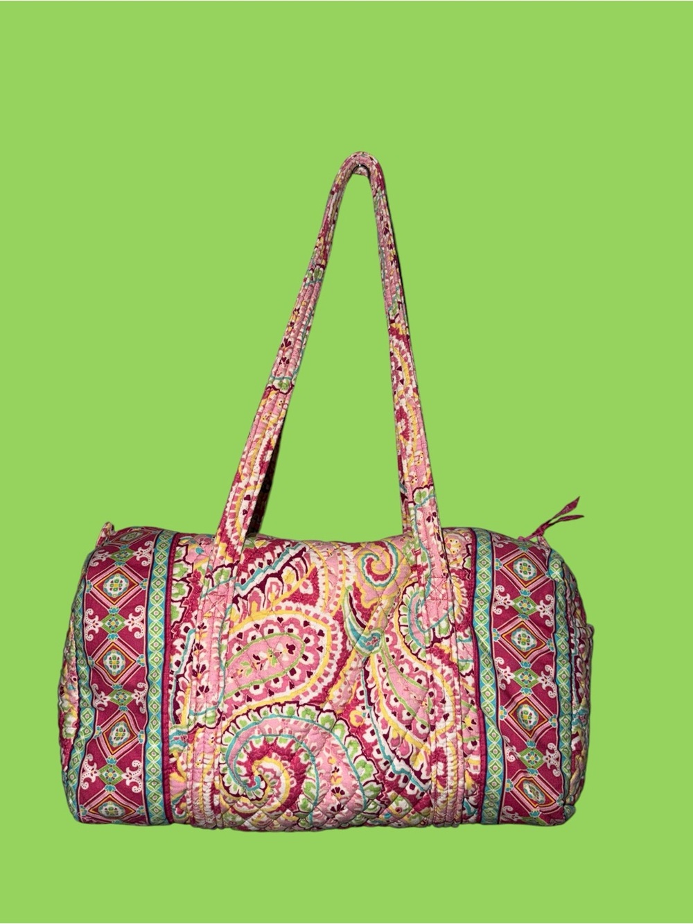 Vintage Vera Bradley Pink Paisley Duffle Bag Weekender Quilted Cotton Made InUSA - Picture 10 of 10